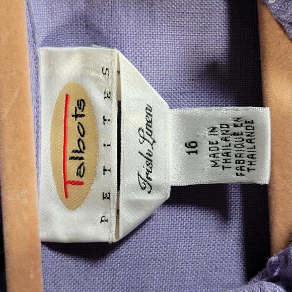 Talbots Petites Irish Linen Lilac Button Front Shirt Women Petite Size 16P - Picture 3 of 10